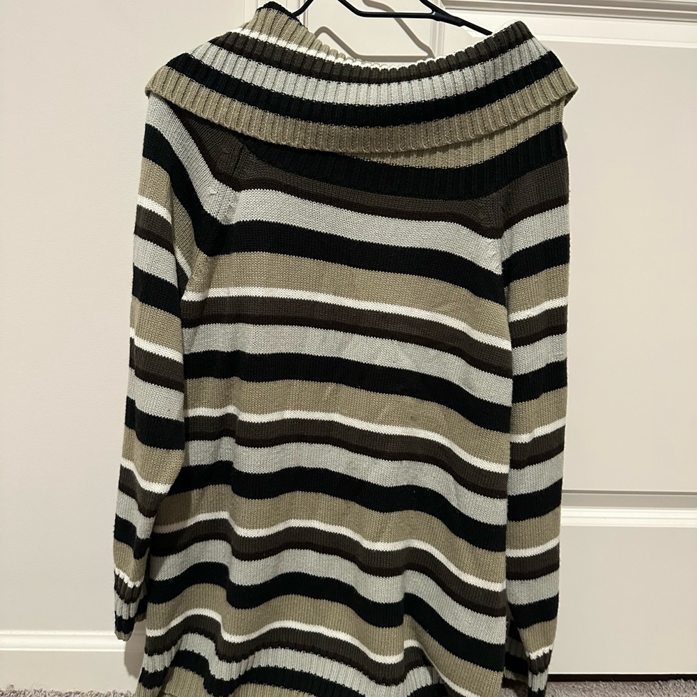 Elegant Striped Cowl Neck Sweater